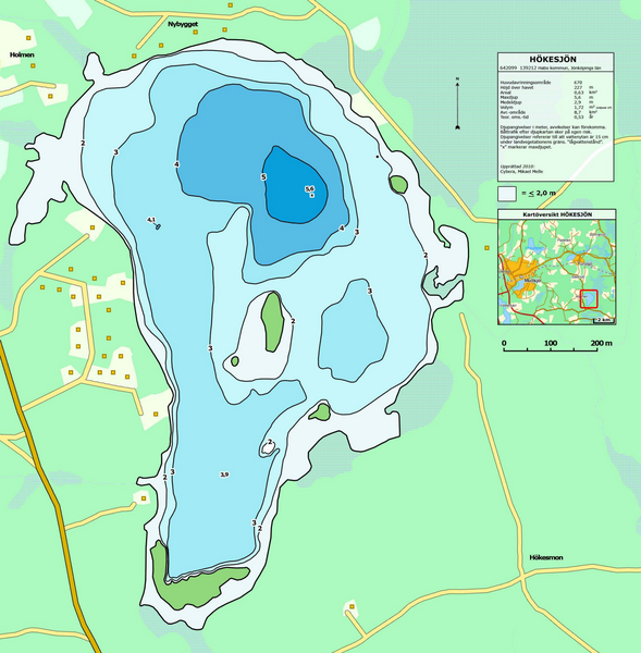 Djupkarta för Hökesjön