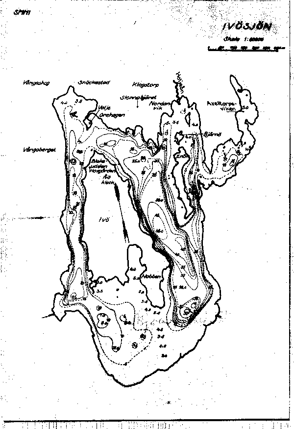 Djupkarta för Ivösjön — Ivösjön — blad 3-1979 (SMHI Vattenwebb)