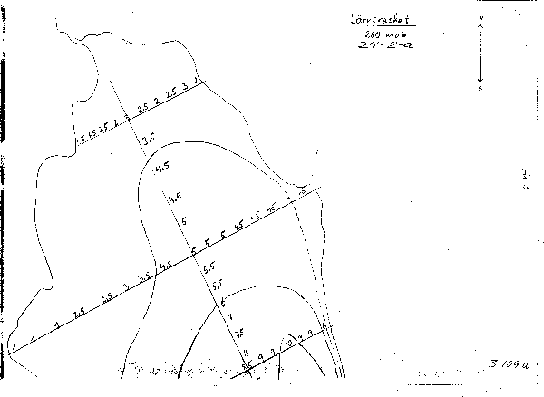 Djupkarta för Järvträsket i Skellefteå — Järvträsket — blad 3-0109 (SMHI Vattenwebb)