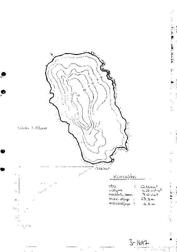 Djupkarta för Kansjön i Nässjö — Kansjön — blad 3-1697 (SMHI Vattenwebb)