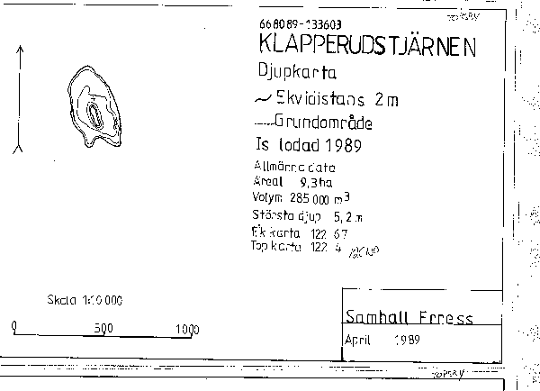 Djupkarta för Klapperudstjärnen — SMHI Vattenwebb