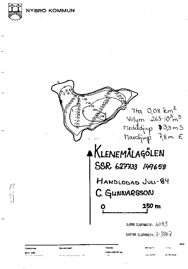Djupkarta för Klenemålagölen — SMHI Vattenwebb
