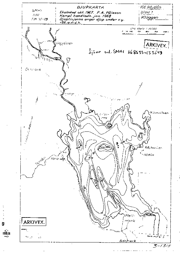 Djupkarta för Kläggen — Kläggen — blad 3-1315 (SMHI Vattenwebb)