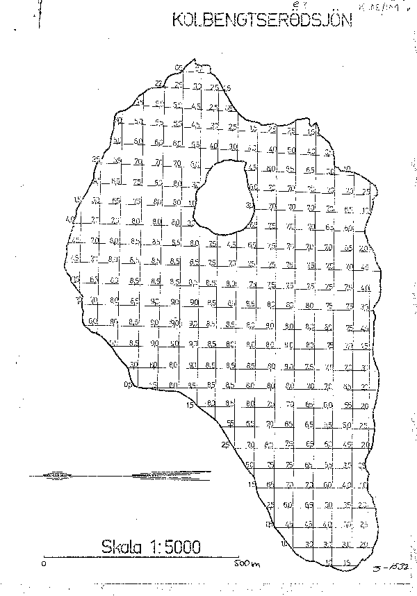 Djupkarta för Kolbengtserödsjön — Kolbengtserödssjön — blad 3-1532 (SMHI Vattenwebb)
