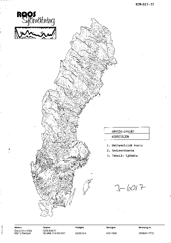 Djupkarta för Korrissjön — Korrissjön — blad 3-6017 (SMHI Vattenwebb)