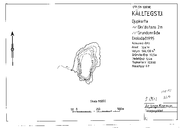 Djupkarta för Källtegstjärnet — SMHI Vattenwebb