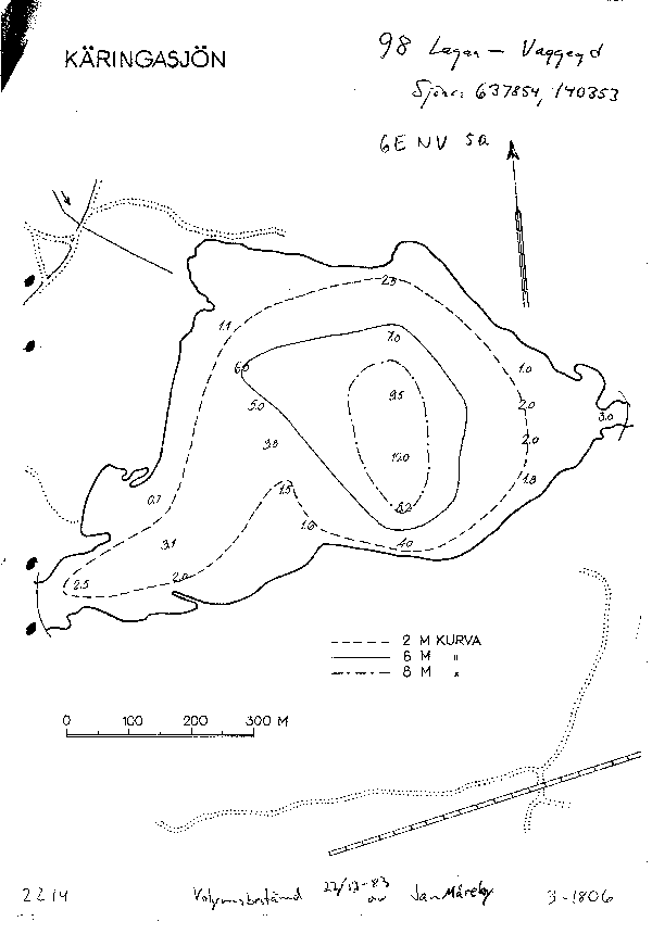 Djupkarta för Käringasjön i Vaggeryd — Käringasjön — blad 3-1806 (SMHI Vattenwebb)