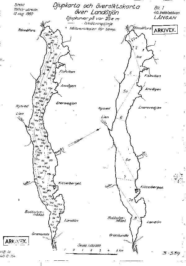 Djupkarta för Landögssjön — Landögssjön — blad 3-0339 (SMHI Vattenwebb)