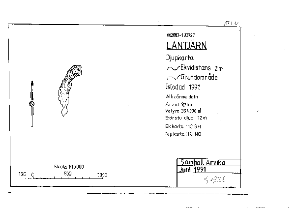 Djupkarta för Lantjärn — SMHI Vattenwebb