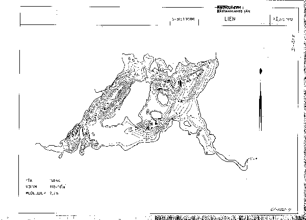 Djupkarta för Lien i Skinnskatteberg — Lien — blad 3-0327 (SMHI Vattenwebb)