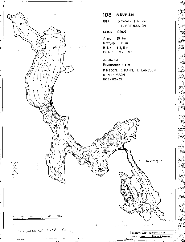 Djupkarta för Lill-Bottnasjön — Lill-Bottnasjön — blad 2-0230 (SMHI Vattenwebb)