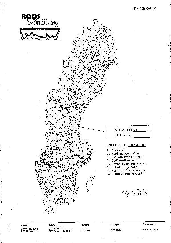 Djupkarta för Lill-Nien — Lill Nien — blad 3-5963 (SMHI Vattenwebb)
