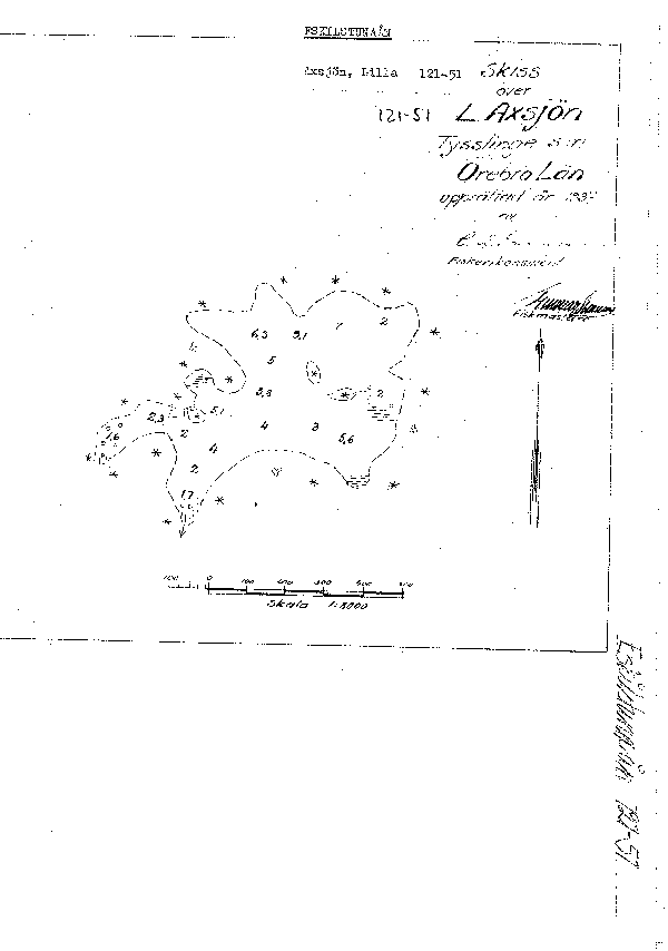 Djupkarta för Lilla Axsjön i Örebro — Lilla Axsjön — blad 5-0115 (SMHI Vattenwebb)