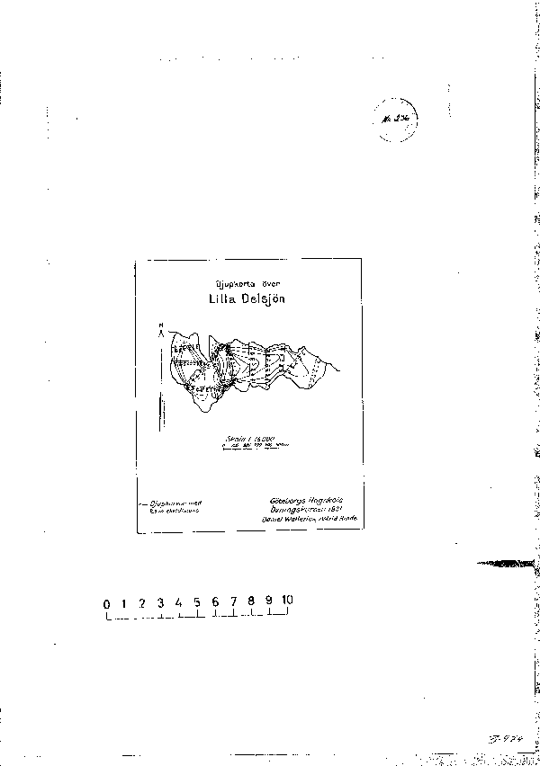 Djupkarta för Lilla Delsjön — Lilla Delsjön — blad 3-0974 (SMHI Vattenwebb)
