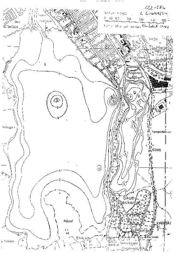 Djupkarta för Lilla Lindessjön — Lilla Lindessjön — blad 2-0784 (SMHI Vattenwebb)