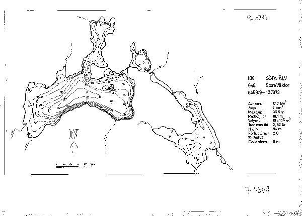 Djupkarta för Lille-Väktor — Lille-Väktor — blad 3-4849 (SMHI Vattenwebb)
