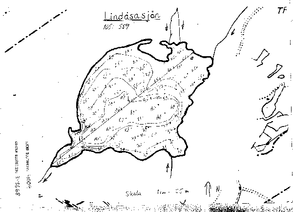 Djupkarta för Lindåsasjön