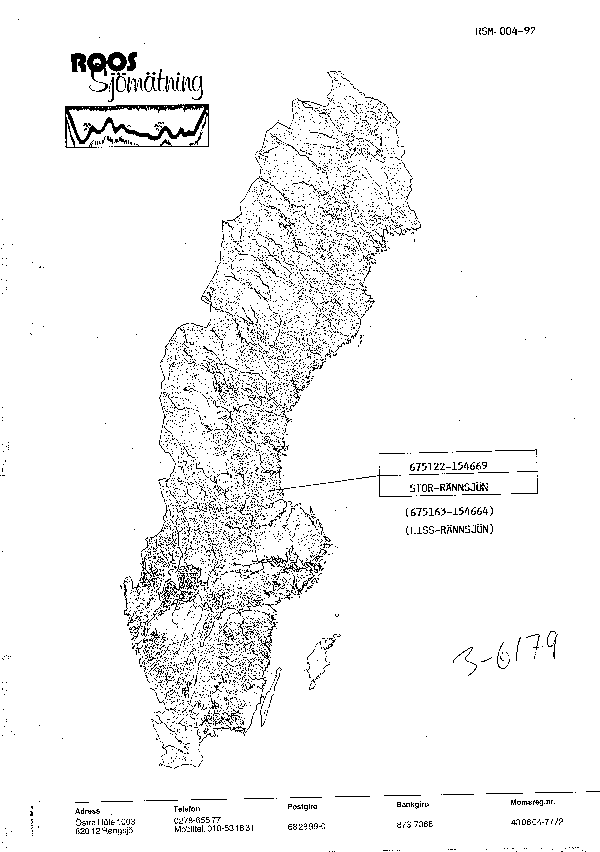 Djupkarta för Liss-Rännsjön — Liss-Rännsjön — blad 3-6179 (SMHI Vattenwebb)