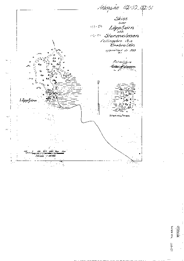 Djupkarta för Lopptjärnen — Lopptjärn — blad 5-0085 (SMHI Vattenwebb)