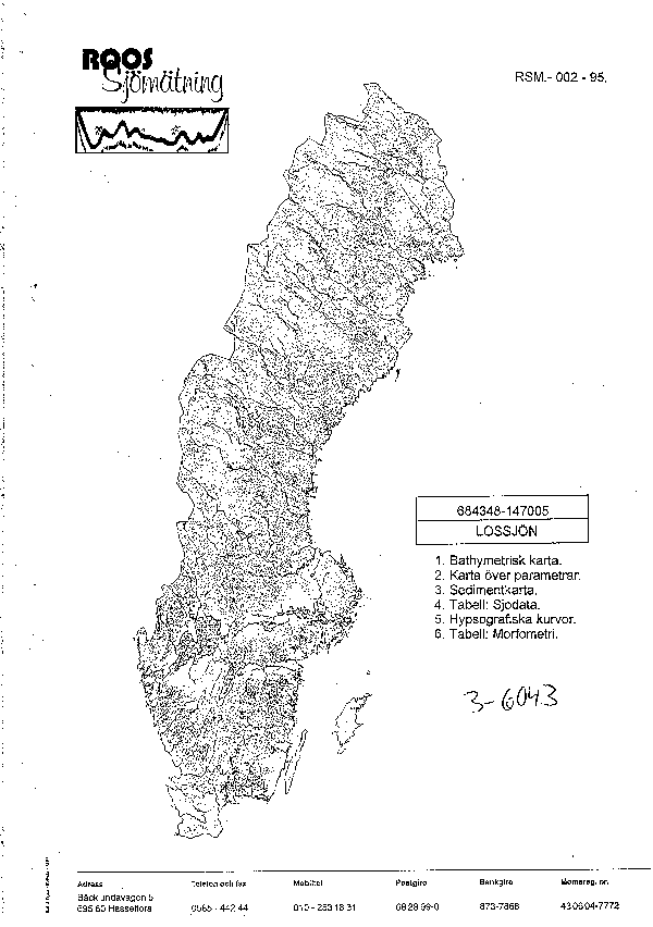 Djupkarta för Lossjön — SMHI Vattenwebb
