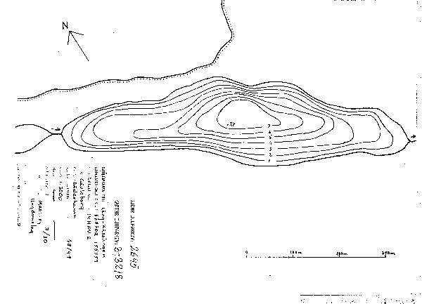 Djupkarta för Lång-Kässlingen — Lång-Kässlingen — blad 3-3218 (SMHI Vattenwebb)