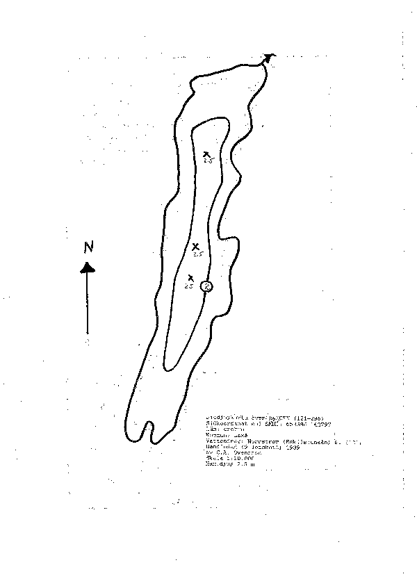 Djupkarta för Lången i Laxå — Lången — blad 2-0515 (SMHI Vattenwebb)