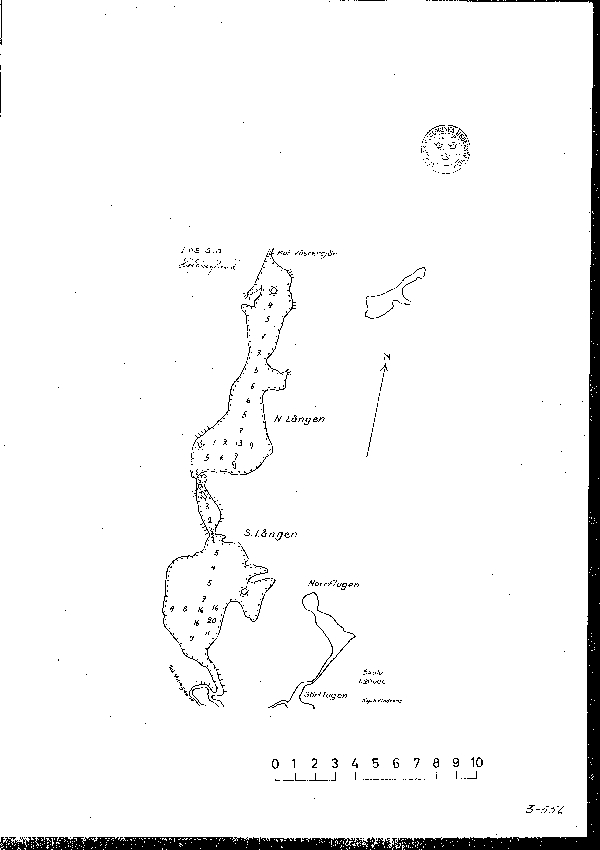 Djupkarta för Lången — Lången — blad 3-0556 (SMHI Vattenwebb)
