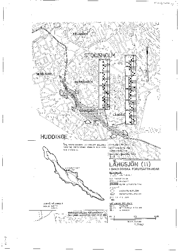 Djupkarta för Långsjön i Huddinge — Långsjön — blad 2-0104 (SMHI Vattenwebb)