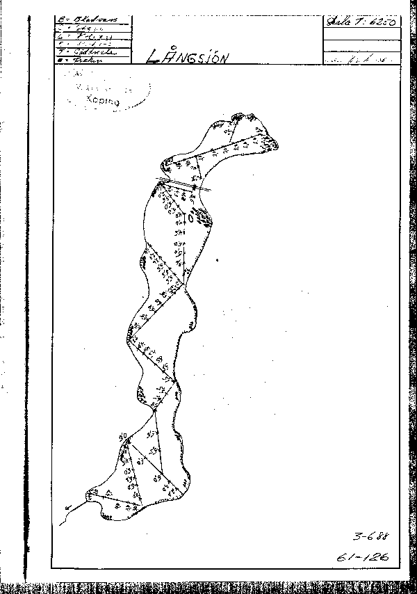 Djupkarta för Långsjön i Surahammar — Långsjön — blad 3-0688 (SMHI Vattenwebb)