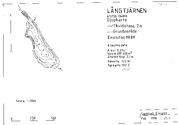 Djupkarta för Långtjärnen