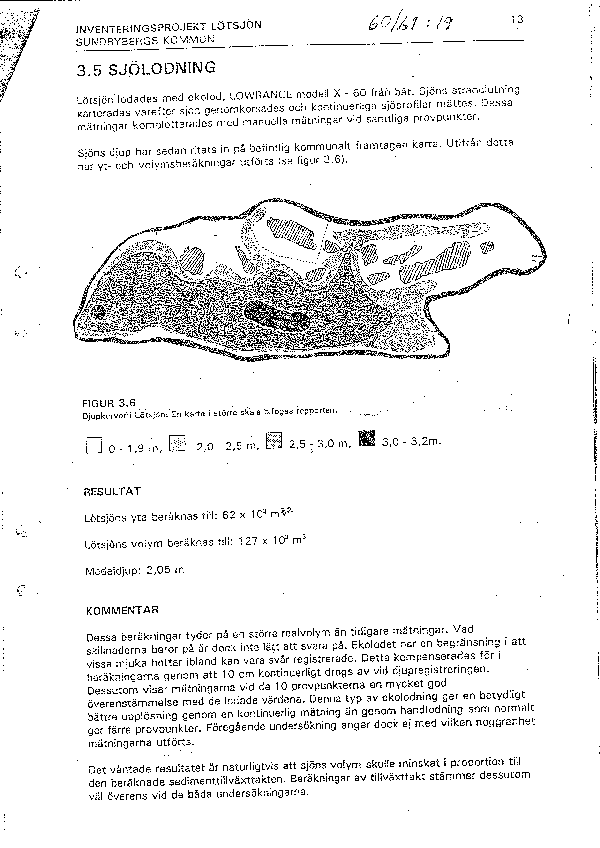 Djupkarta för Lötsjön i Sundbyberg — Lötsjön — blad 5-0207 (SMHI Vattenwebb)