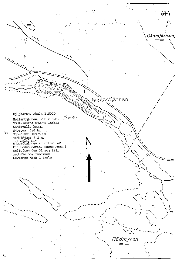 Djupkarta för Mellantjärnen