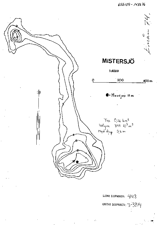 Djupkarta för Mistersjö — SMHI Vattenwebb
