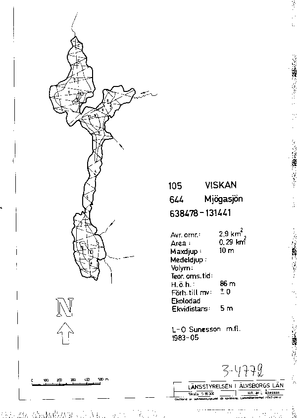Djupkarta för Mjögasjön — SMHI Vattenwebb