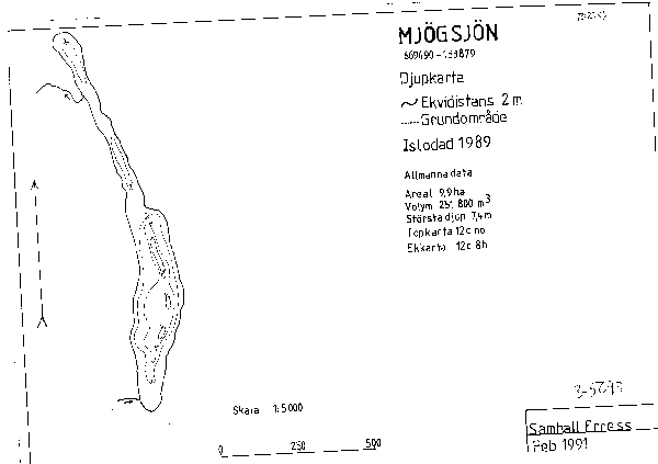 Djupkarta för Mjögsjön