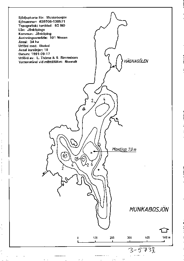 Djupkarta för Munkabosjön — SMHI Vattenwebb