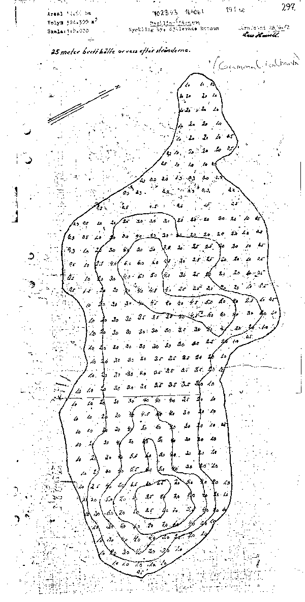 Djupkarta för Mycklingstjärnen — Mycklingstjärnen — blad 3-4450 (SMHI Vattenwebb)