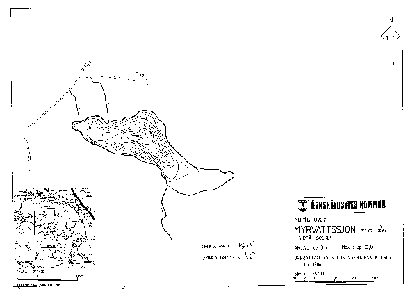 Djupkarta för Myrvattssjön — Myrvattssjön — blad 2-0427 (SMHI Vattenwebb)