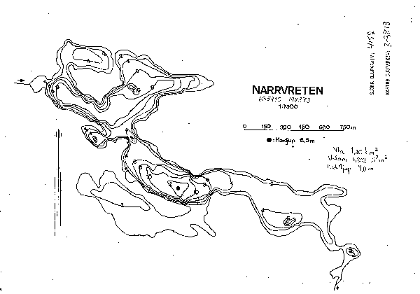 Djupkarta för Narrveten — Narrveten — blad 3-3818 (SMHI Vattenwebb)