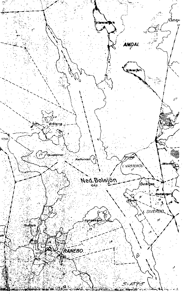 Djupkarta för Nedre Bolsjön — Nedre Bolsjön — blad 3-1595 (SMHI Vattenwebb)