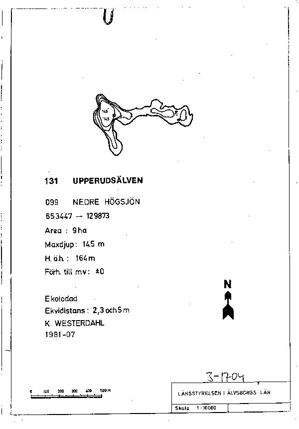 Djupkarta för Nedre Högsjön