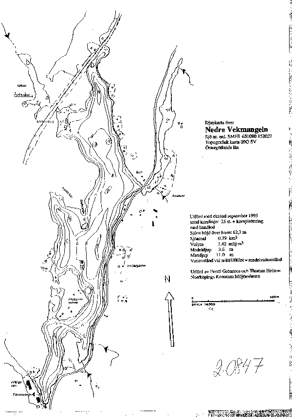 Djupkarta för Nedre Vekmangeln — Nedre Vekmangeln — blad 2-0847 (SMHI Vattenwebb)