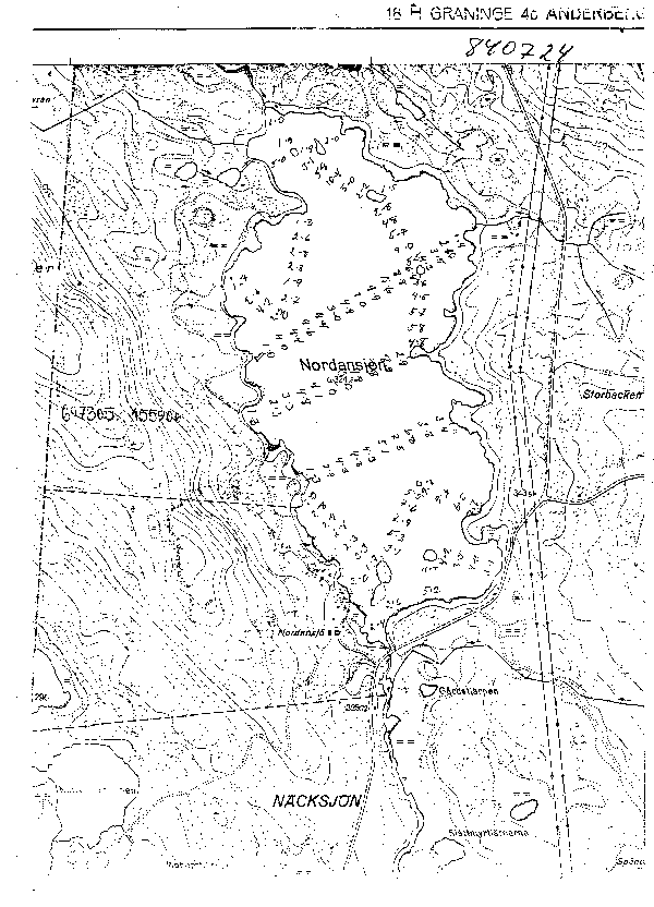Djupkarta för Nordansjön — Nordansjön — blad 5-0410 (SMHI Vattenwebb)