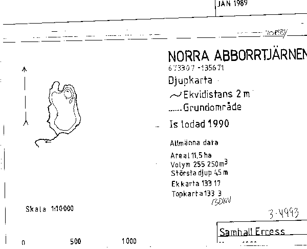 Djupkarta för Norra Abborrtjärnen — SMHI Vattenwebb