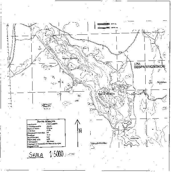 Djupkarta för Norra Almsjön — Norra Almsjön — blad 1-0348 (SMHI Vattenwebb)