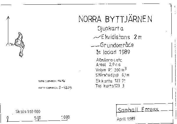 Djupkarta för Norra Bytjärnen — SMHI Vattenwebb