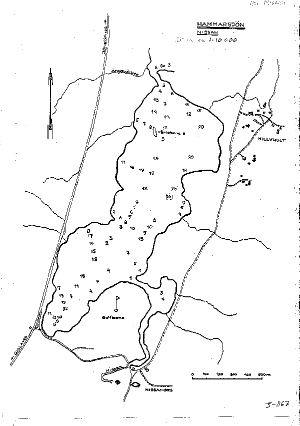 Djupkarta för Norra Gussjö — Hammarsjön (SMHI Vattenwebb)
