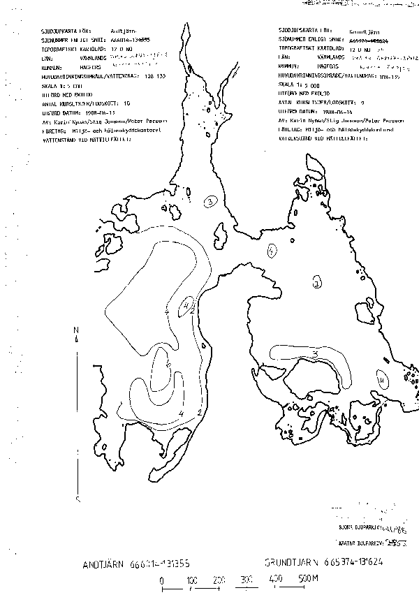 Djupkarta för Norra Lövsjön — Norra Lövsjön — blad 2-0453 (SMHI Vattenwebb)