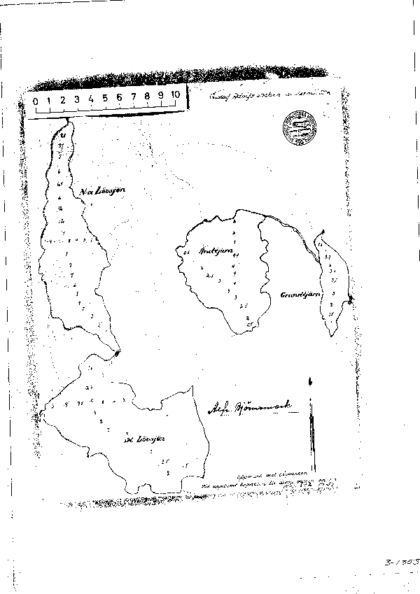Djupkarta för Norra Lövsjön — Norra Lövsjön — blad 3-1353 (SMHI Vattenwebb)