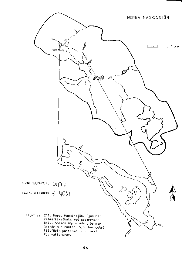 Djupkarta för Norra Maskinsjön — Norra Maskinsjön — blad 3-4051 (SMHI Vattenwebb)